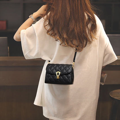 Women's bag genuine leather crossbody bag trendy plaid square bag fashion shoulder bag that goes with anything. Pochette