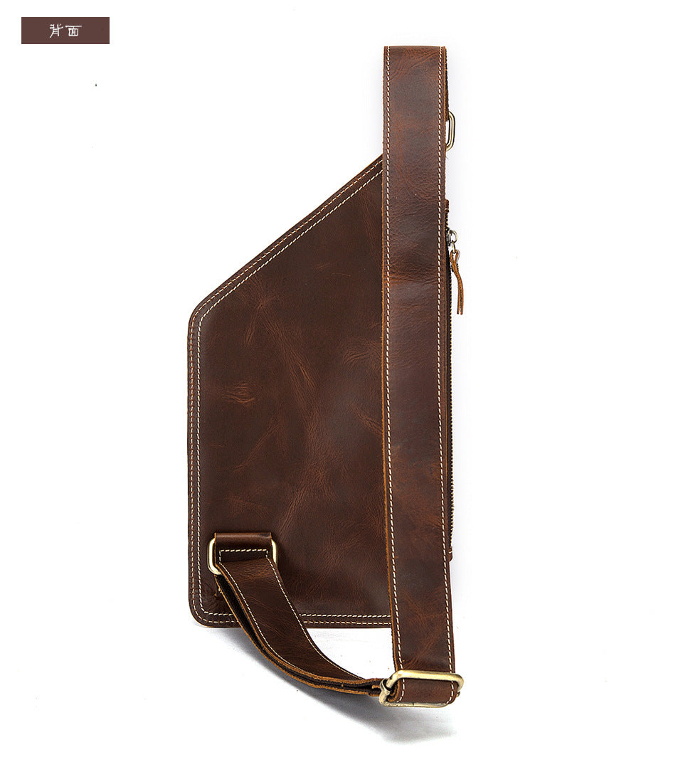Men's Bust Bag Genuine Cowhide Leather Retro Outdoor Versatile Men's Crossbody Bag 