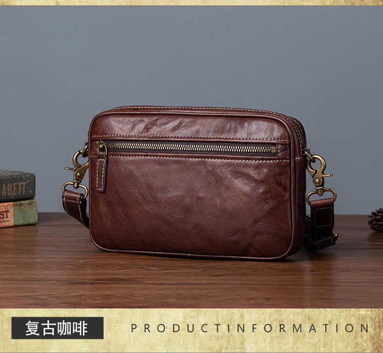 メンズショルダーバッグ牛革本革製レトロ男性用斜めがけバッグ