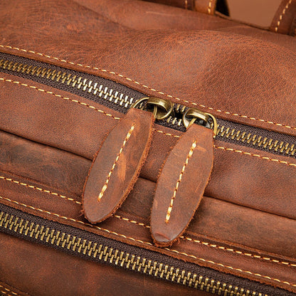Men's backpack genuine leather cowhide retro large capacity men computer bag 