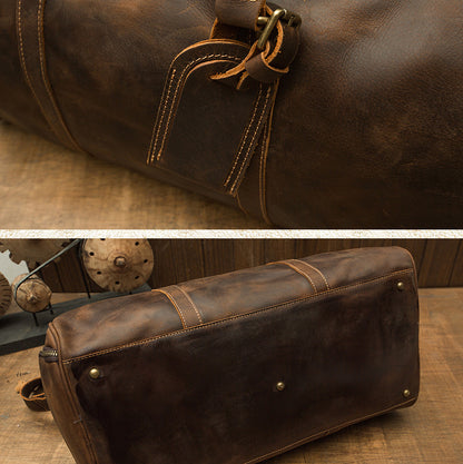 Men's Travel Bag Large Capacity Cowhide Crazy Horse Handmade Retro Crossbody Bag Fashion Luggage Bag for Men 