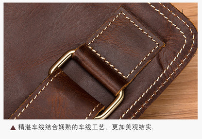 Men's Bust Bag Genuine Cowhide Leather Retro Outdoor Versatile Men's Crossbody Bag 