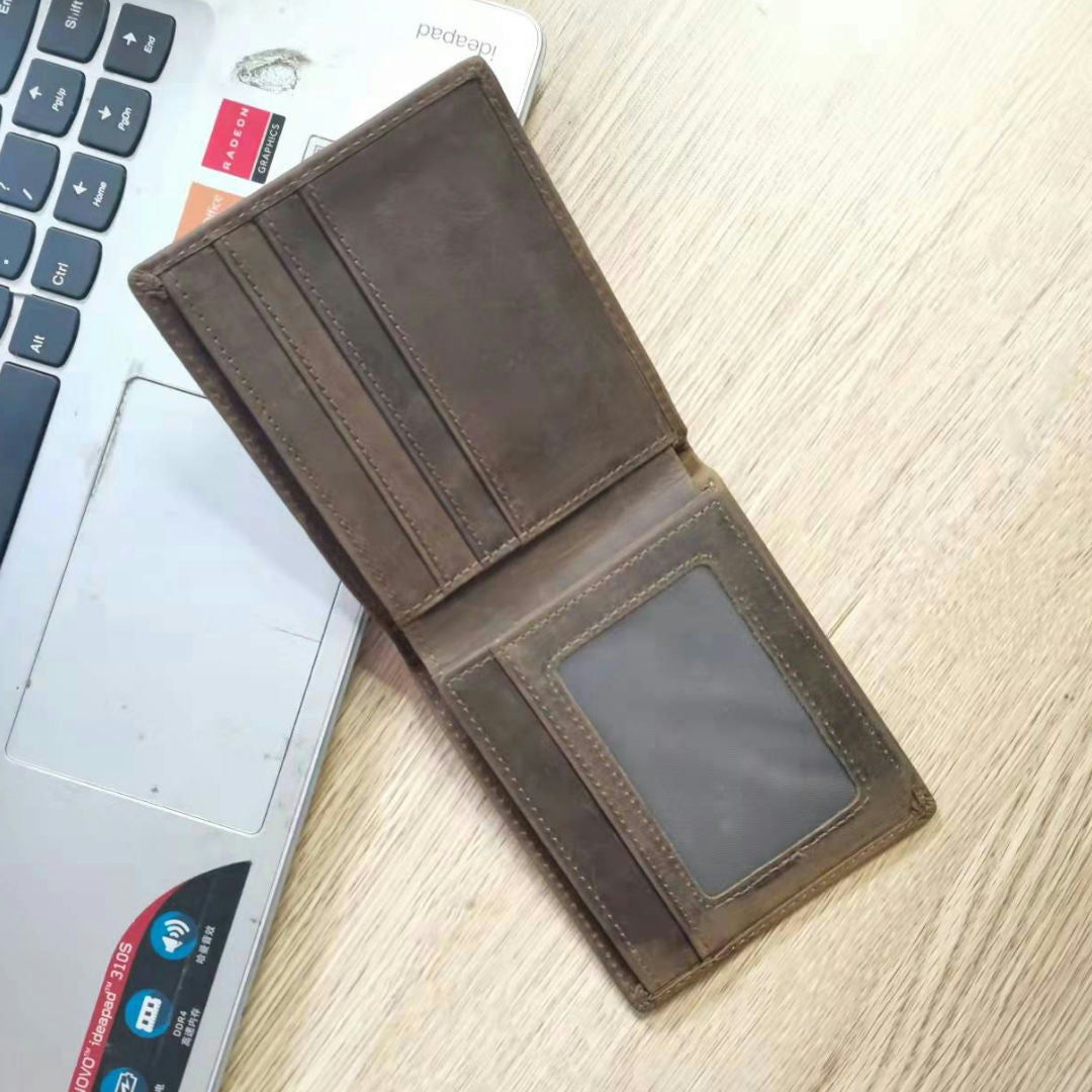 メンズ短財布2つ折り牛革レトロファッション男性用ウォレット