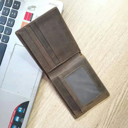 メンズ短財布2つ折り牛革レトロファッション男性用ウォレット