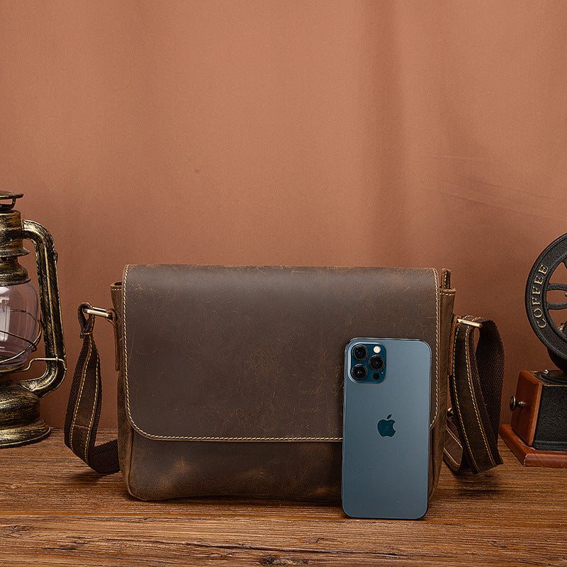 Men's shoulder bag Genuine cowhide leather retro crossbody bag for men 