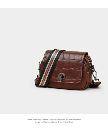 Genuine Leather Bag Women's Fashion Broadband Fish Pattern Casual Retro Shoulder Bag.Pochette