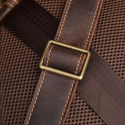 Men's Rucksack Genuine Cowhide Leather Retro Large Capacity Computer Bag for Men 