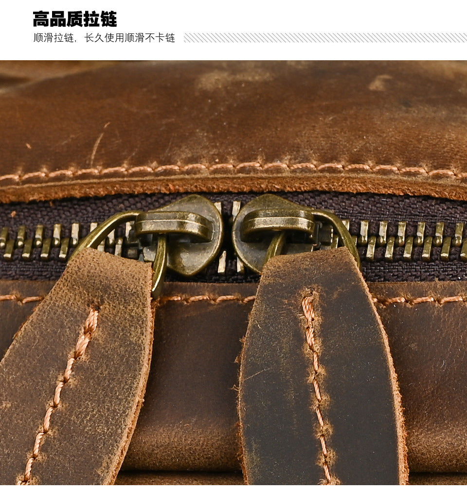 Men's backpack made of cowhide genuine leather large capacity retro casual men's business trip bag computer bag 