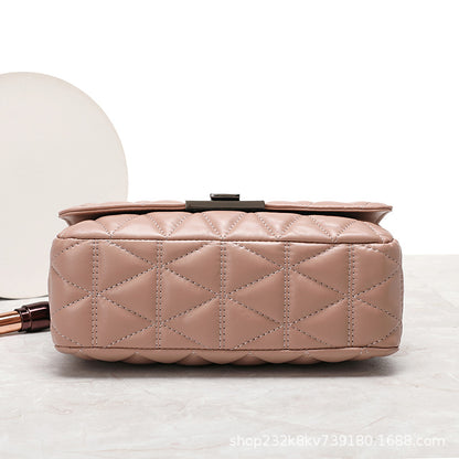 Ladies Cowhide Top Bag Fashion Chain Bag Check Bag Shoulder Bag.Pochette