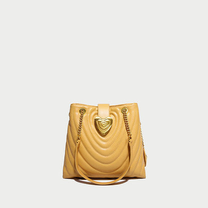 Women's Bag Heart Bag Fashion Genuine Leather Bag Bucket Bag Chain Bag Trendy Shoulder Bag.Pochette