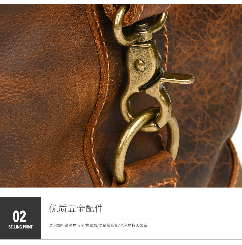 Men's Handbag Genuine Cowhide Luggage Bag Retro Casual Large Capacity Business Travel Bag for Men 