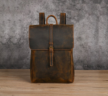 Men's backpack cowhide genuine leather retro casual computer bag for men 