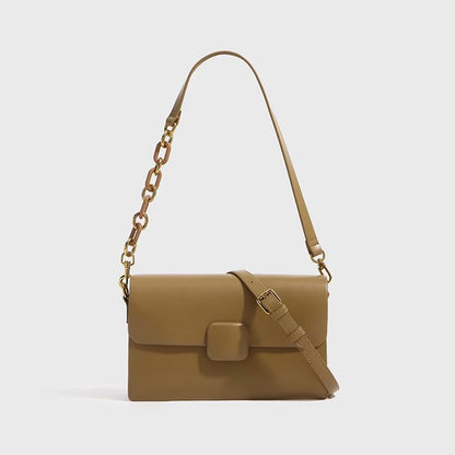 Acrylic chain back luxury genuine leather women's bag trendy fashion diagonal armpit bag shoulder bag.pochette