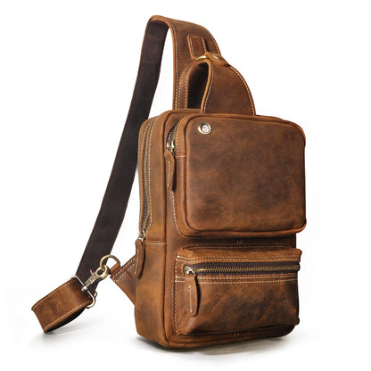 Men's bust bag Genuine cowhide leather outdoor multipurpose crossbody bag for men 