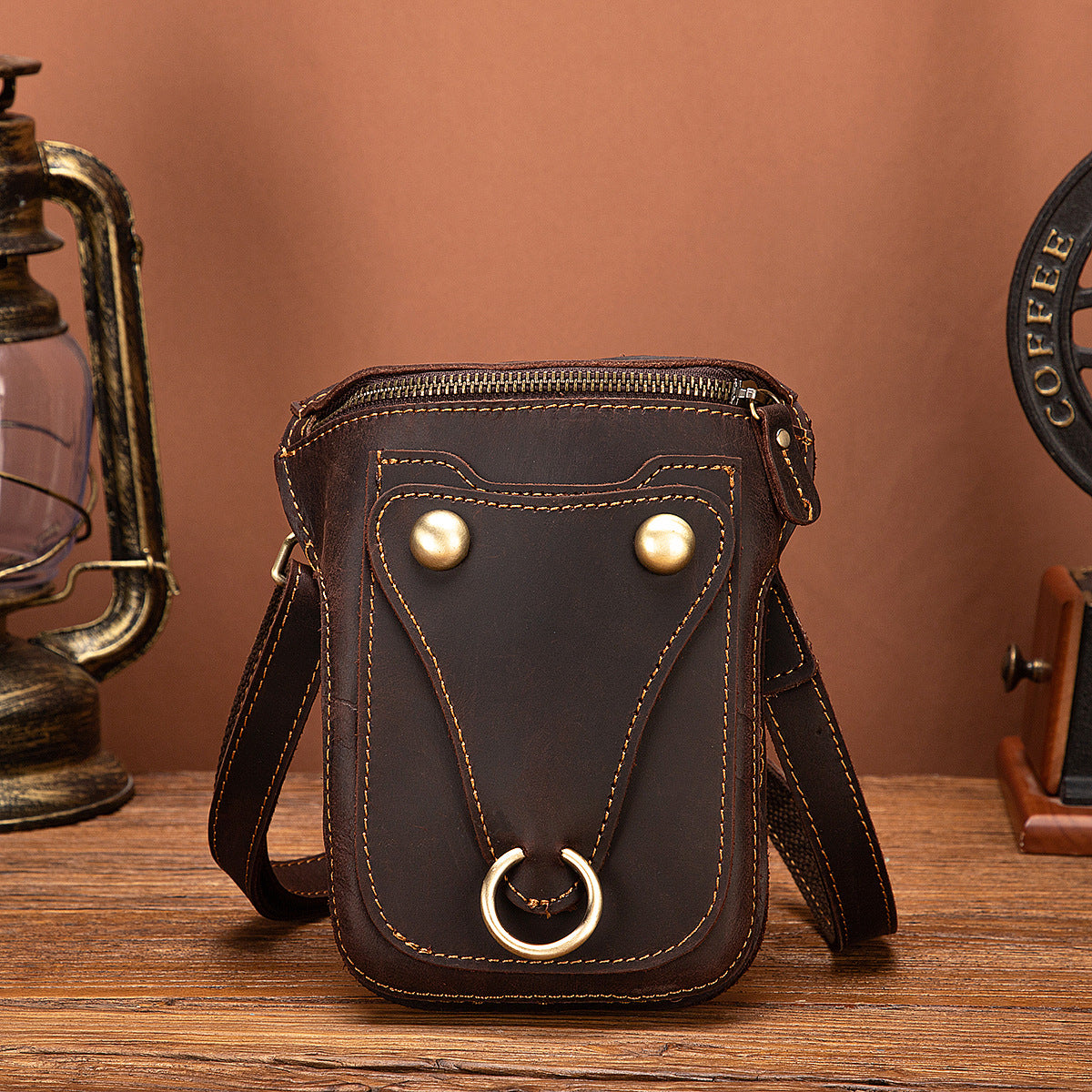 Men's Shoulder Bag Cowhide Genuine Leather Retro Fashion Casual Men's Crossbody Bag 
