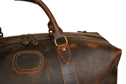 Men's Handbag Genuine Cowhide Luggage Bag Retro Casual Large Capacity Business Travel Bag for Men 