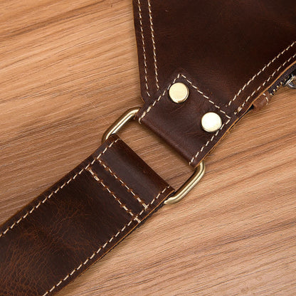 Men's Bust Bag Genuine Cowhide Leather Retro Outdoor Versatile Men's Crossbody Bag 