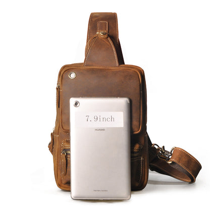 Men's bust bag Genuine cowhide leather outdoor multipurpose crossbody bag for men 