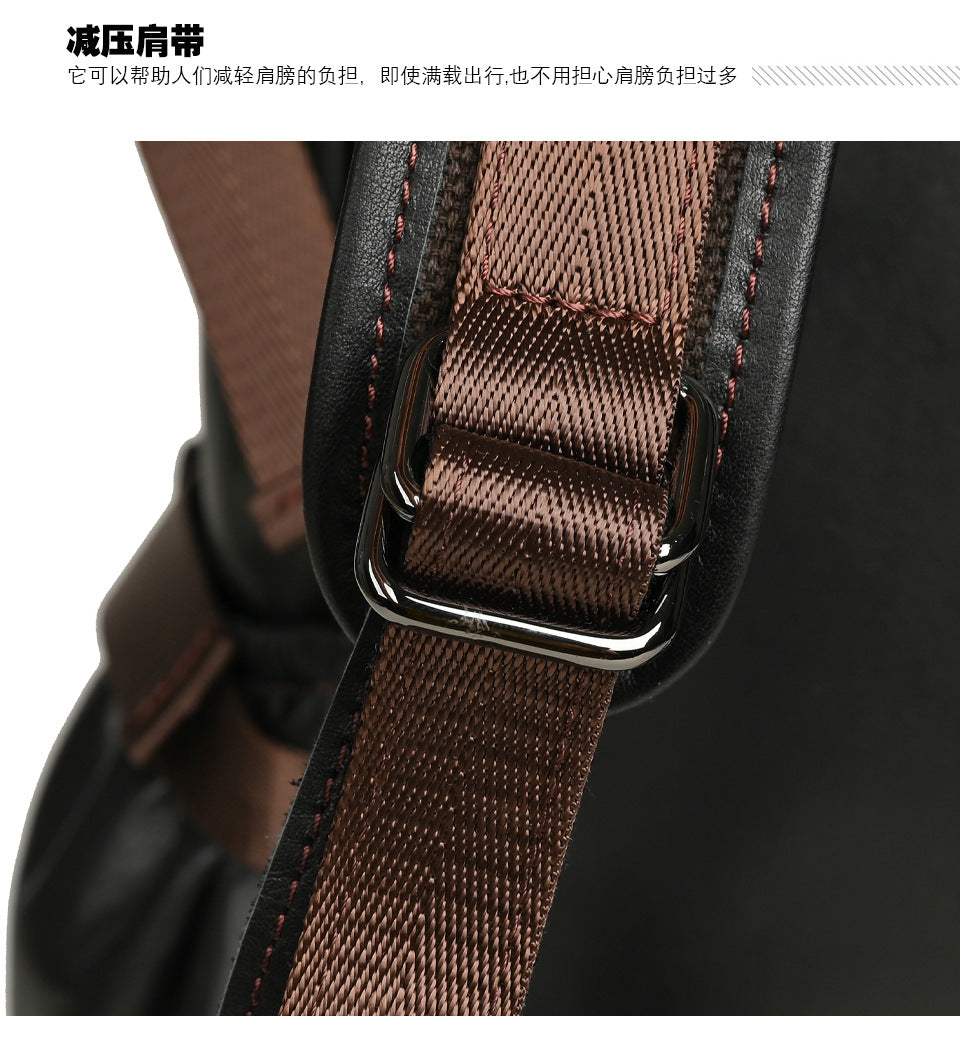 Men's backpack cowhide genuine leather retro casual business travel bag for men computer bag 