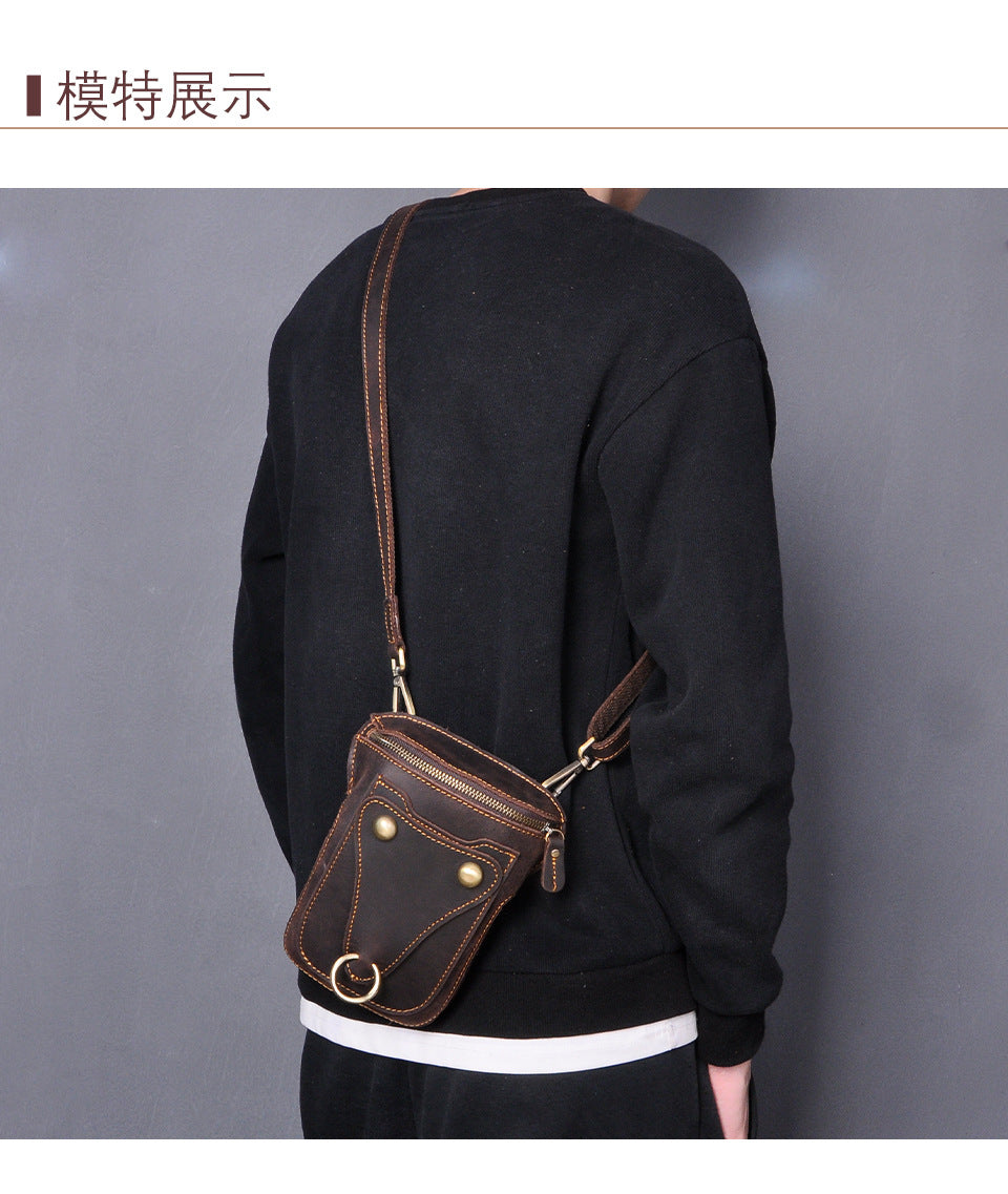 Men's Shoulder Bag Cowhide Genuine Leather Retro Fashion Casual Men's Crossbody Bag 