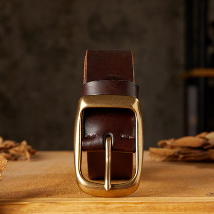 Men's Belt Handmade Genuine Cowhide Leather Needle Buckle Casual Vintage Unique Men's Belt 