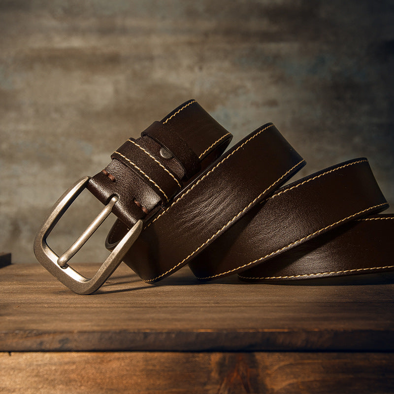 Men's Belt Handmade Genuine Cowhide Leather Large Size Fat 150cm Extra Long Casual Fashion Belt for Men 
