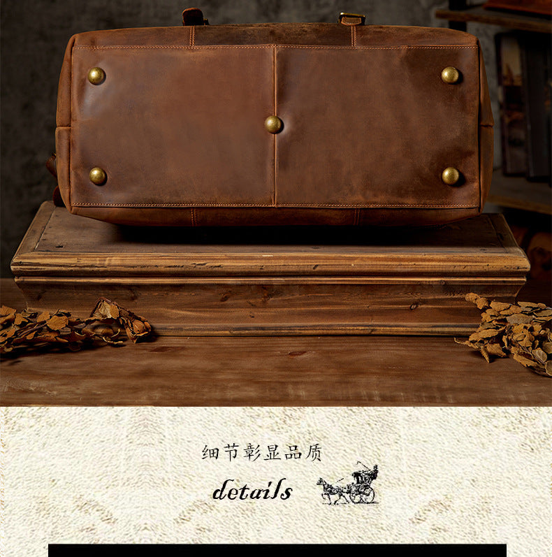 メンズ旅行かばん 手提げかばん 手作り オリジナル レトロ 大容量 牛革本革製 荷物かばん 男性斜めがけショルダーバッグ