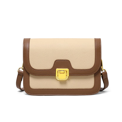Women's bag Crossbody bag Luxurious genuine leather square bag Color matching Retro shoulder bag that goes with anything. Pochette
