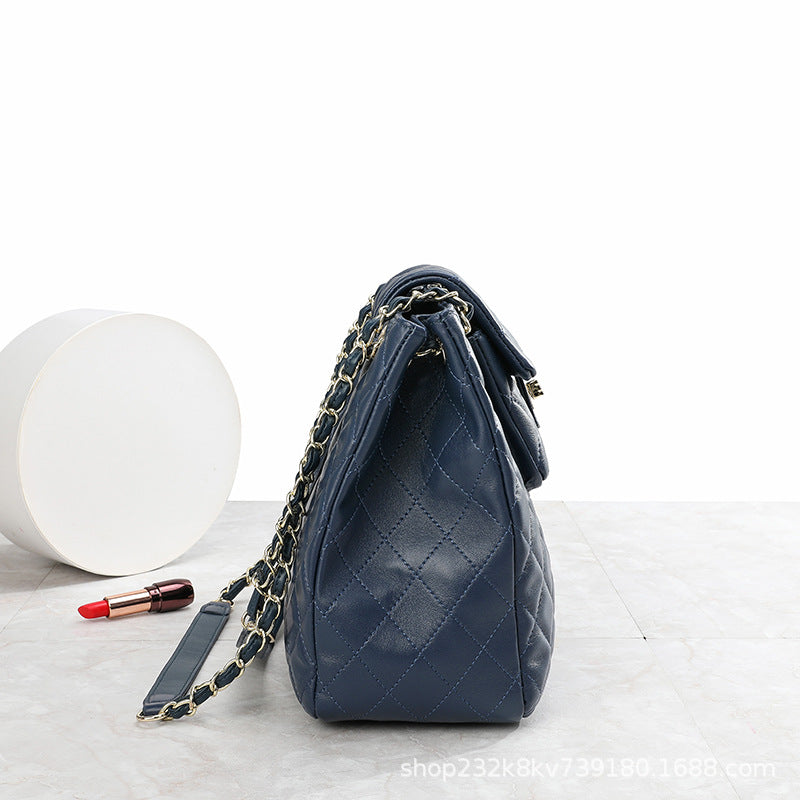 Ladies bag, sheep leather check chain bag, large capacity, high quality, genuine leather shoulder bag that goes with anything. Pochette