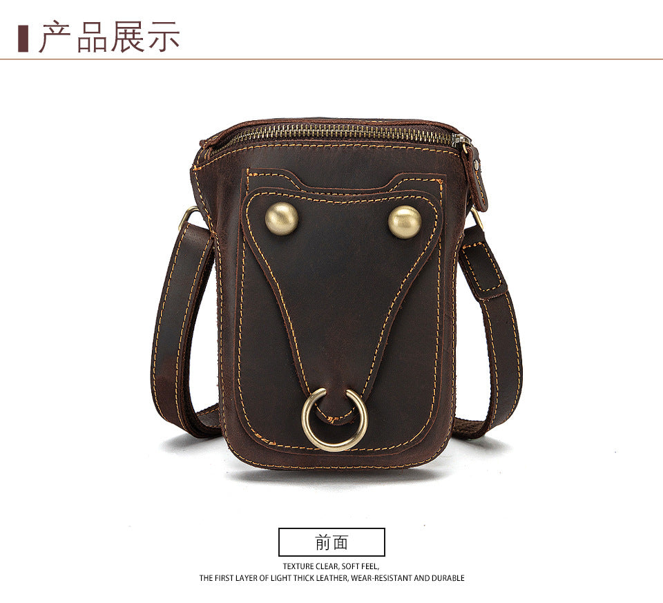 Men's Shoulder Bag Cowhide Genuine Leather Retro Fashion Casual Men's Crossbody Bag 