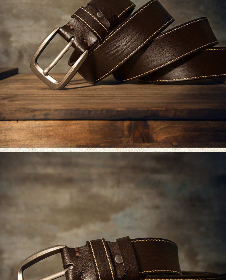 Men's Belt Handmade Genuine Cowhide Leather Large Size Fat 150cm Extra Long Casual Fashion Belt for Men 