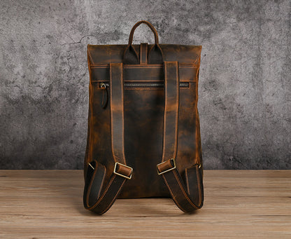 Men's backpack cowhide genuine leather retro casual computer bag for men 