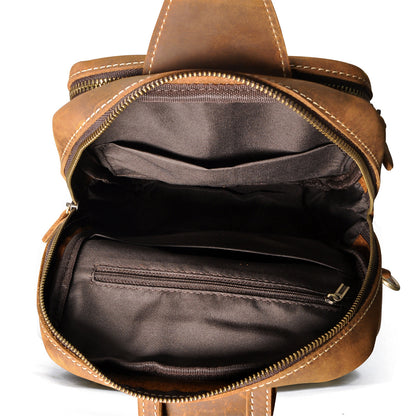 Men's bust bag Genuine cowhide leather outdoor multipurpose crossbody bag for men 