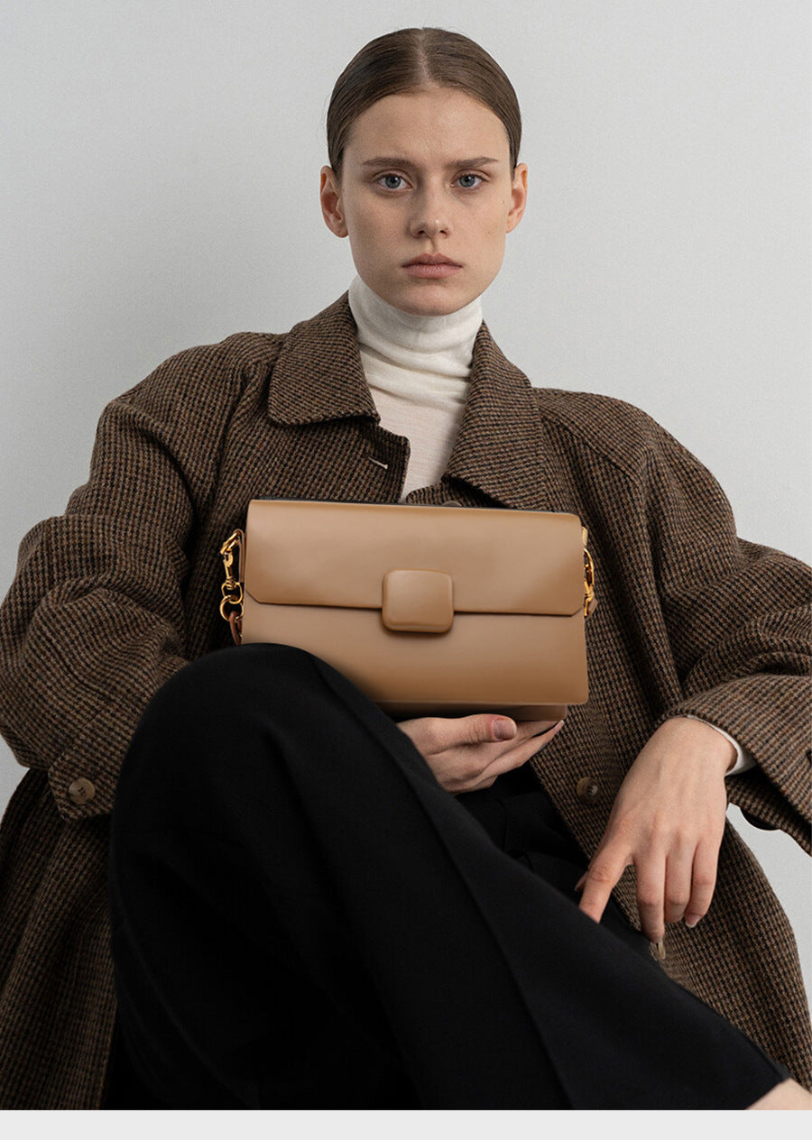 Acrylic chain back luxury genuine leather women's bag trendy fashion diagonal armpit bag shoulder bag.pochette