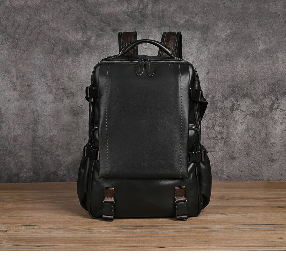 Men's backpack cowhide genuine leather retro casual business travel bag for men computer bag 