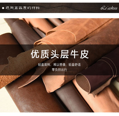 Men's backpack cowhide genuine leather retro casual business travel bag for men computer bag 