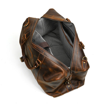 Men's Handbag Genuine Cowhide Luggage Bag Retro Casual Large Capacity Business Travel Bag for Men 