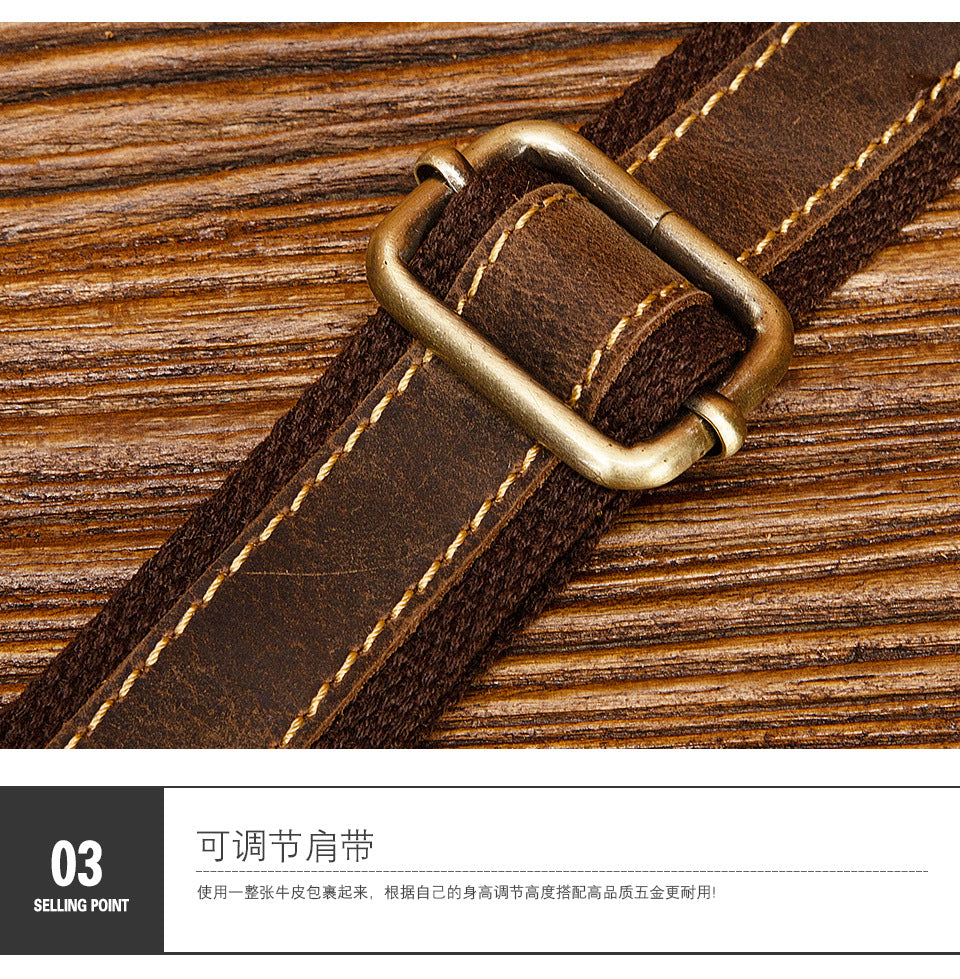 Men's shoulder bag Genuine cowhide leather retro crossbody bag for men 