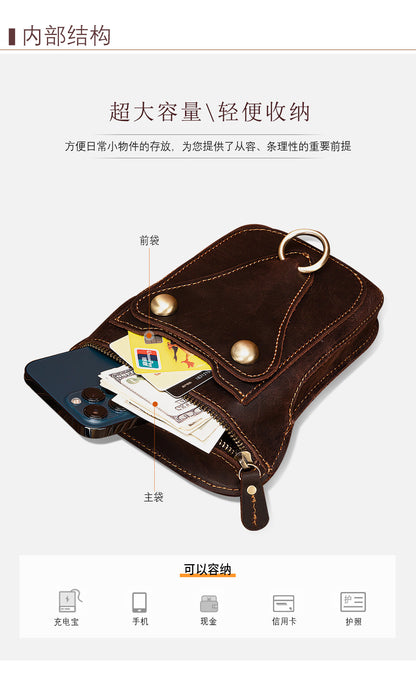 Men's Shoulder Bag Cowhide Genuine Leather Retro Fashion Casual Men's Crossbody Bag 