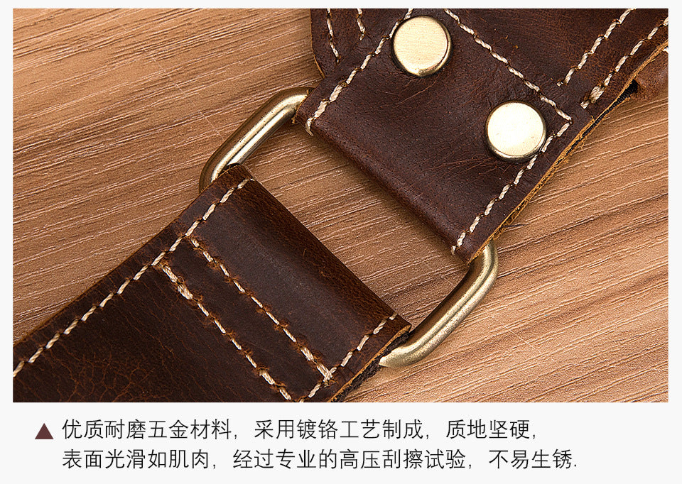Men's Bust Bag Genuine Cowhide Leather Retro Outdoor Versatile Men's Crossbody Bag 