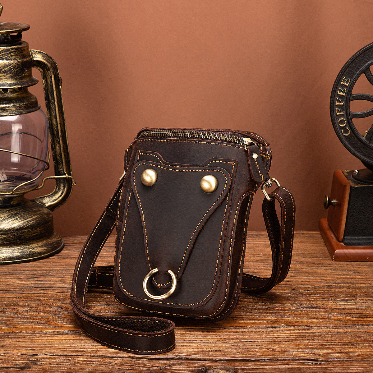 Men's Shoulder Bag Cowhide Genuine Leather Retro Fashion Casual Men's Crossbody Bag 
