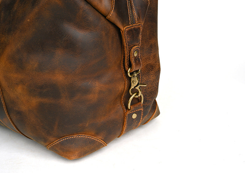 Men's Handbag Genuine Cowhide Luggage Bag Retro Casual Large Capacity Business Travel Bag for Men 
