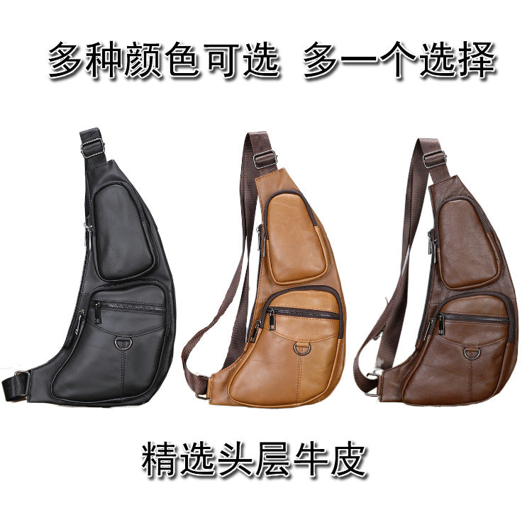 メンズバストバッグ牛革本革製スポーツファッション男性用斜めがけバッグショルダーバッグ