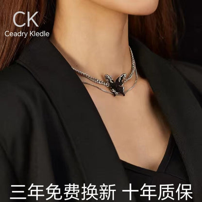 Ceadry kledle 色落ちしない二重重ね立体蝶ファッション女性ネックレスプレゼント