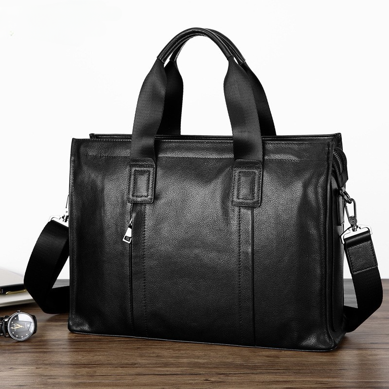 Men's handbag genuine leather cowhide computer bag business large capacity briefcase 