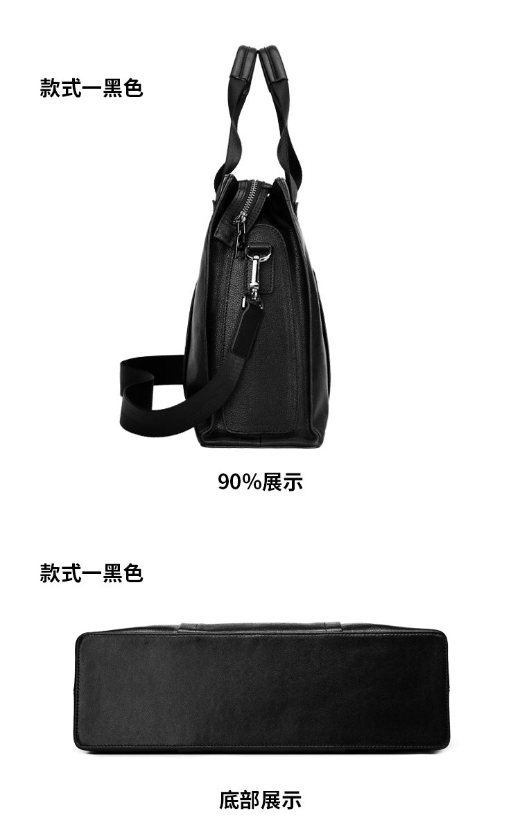 Men's handbag genuine leather cowhide computer bag business large capacity briefcase 