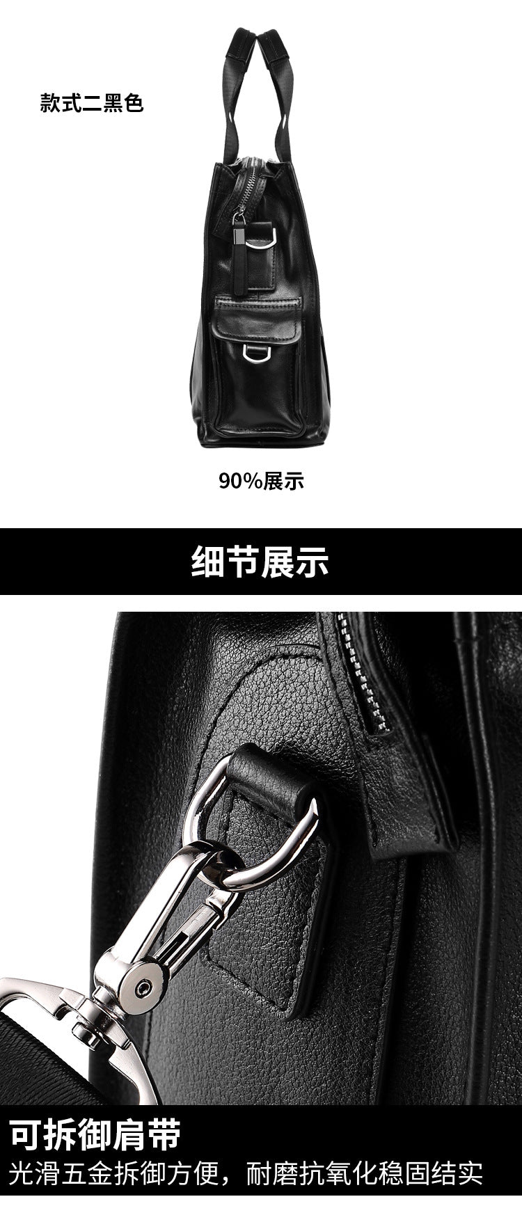 Men's handbag genuine leather cowhide computer bag business large capacity briefcase 