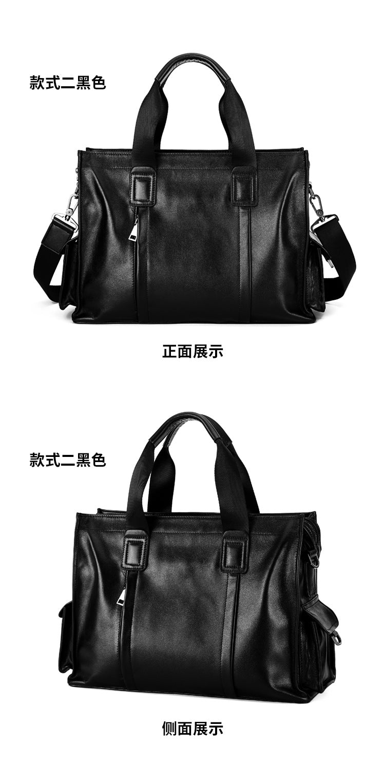 Men's handbag genuine leather cowhide computer bag business large capacity briefcase 