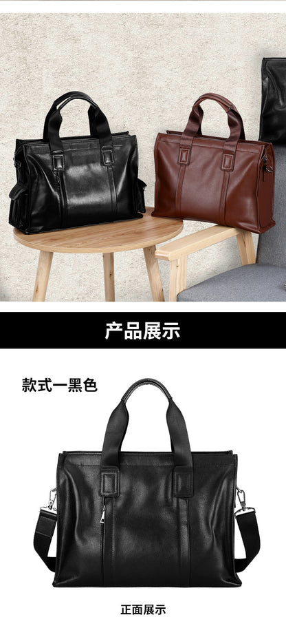 Men's handbag genuine leather cowhide computer bag business large capacity briefcase 