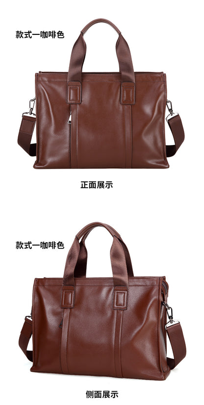 Men's handbag genuine leather cowhide computer bag business large capacity briefcase 